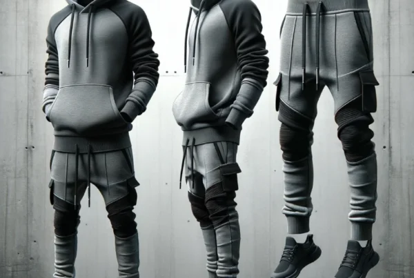 Unser Premium Hoodie aus 3 verschiedenen Perspektiven vor einer grauen Betonwand, die unsere Besonderheiten Highlighten